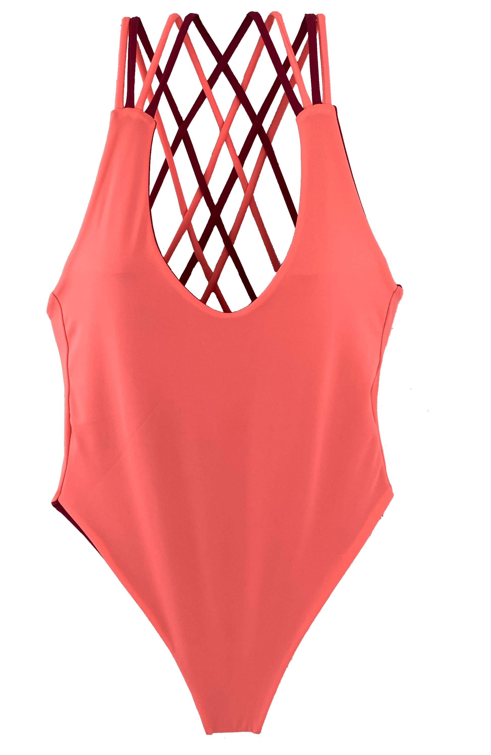 bañador entero naranja coral neon y frambuesa granate 2023 diseño elegante cómodo