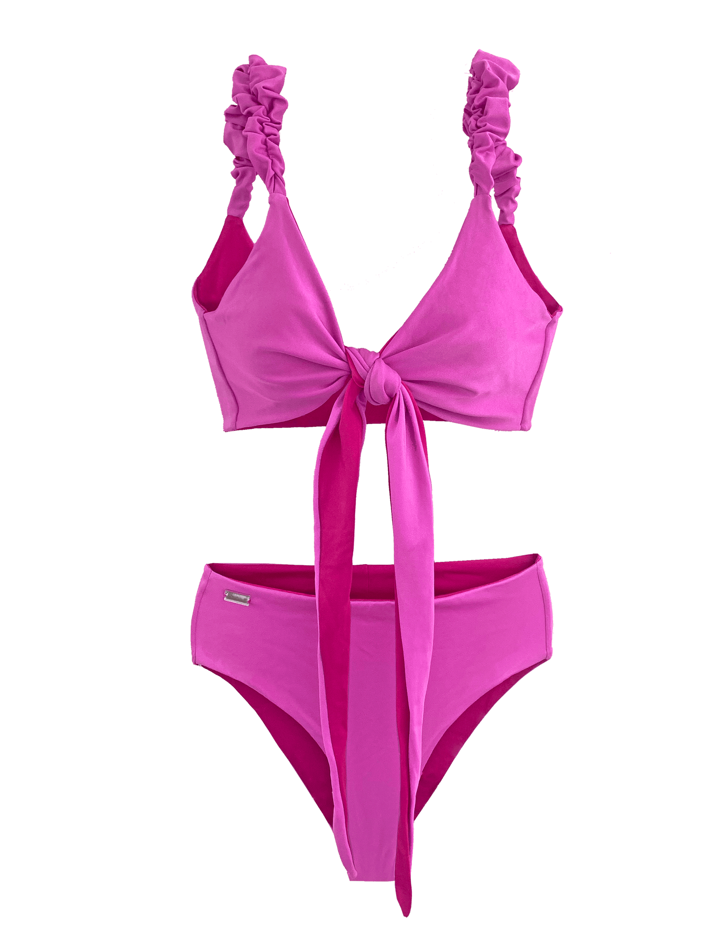 bikini rosa barbie multiposición tiro alto retro