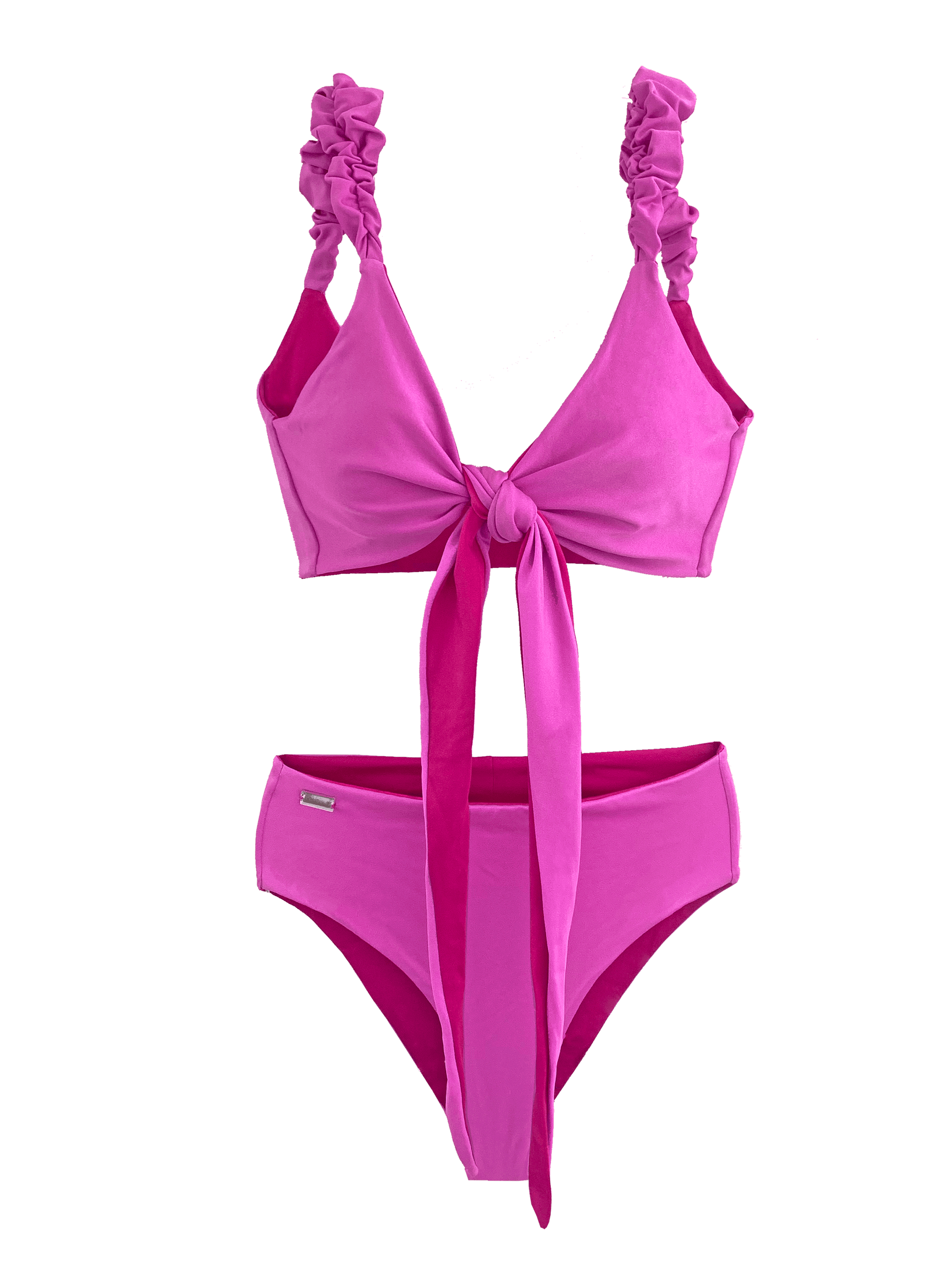 bikini rosa barbie multiposición tiro alto retro