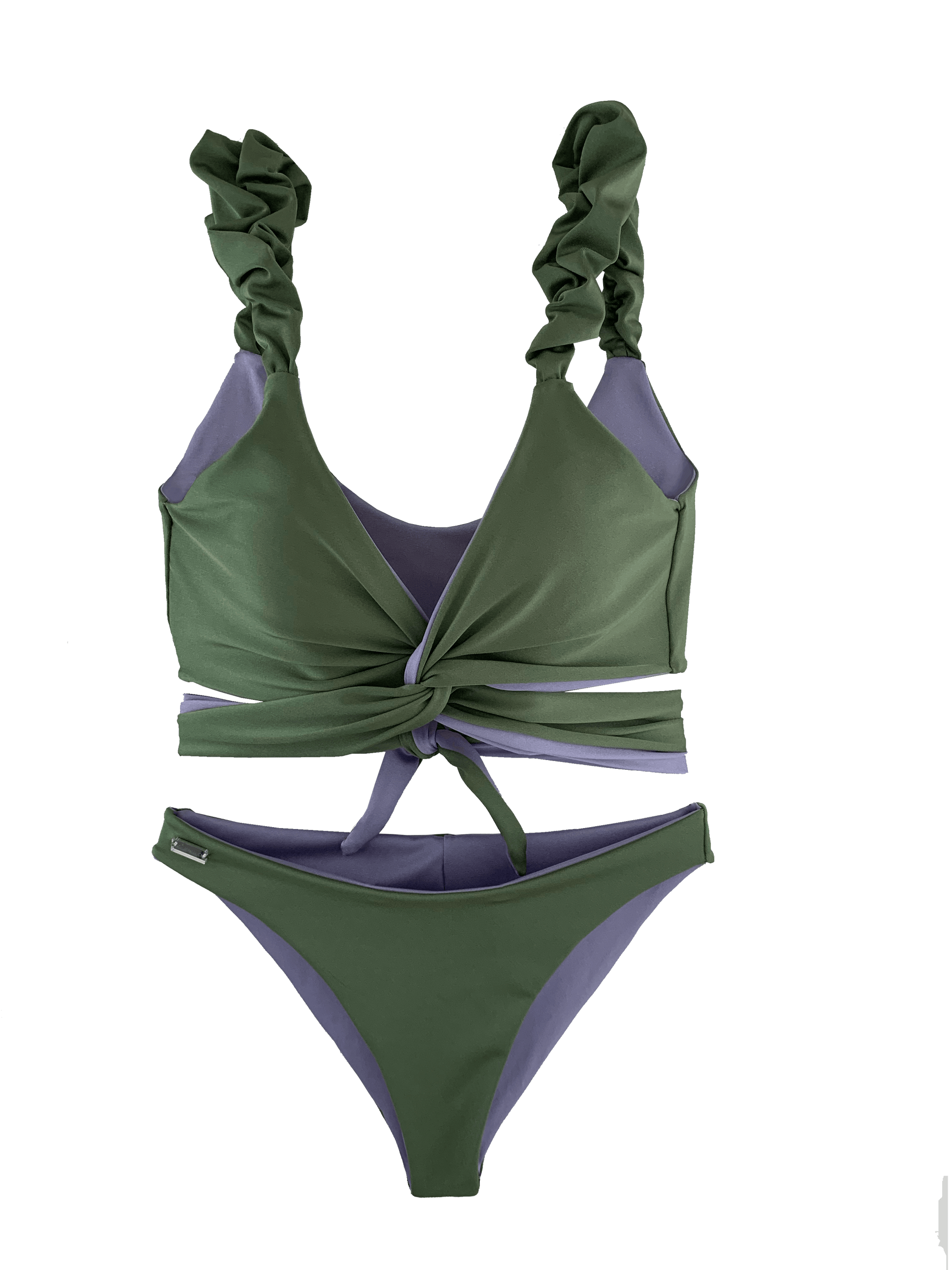 Bikini verde khaki elegante y multiposición 